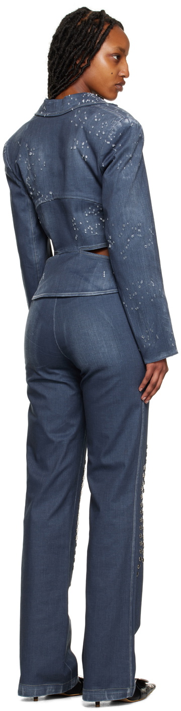 Lado Bokuchava Indigo Distressed Shibari Blazer