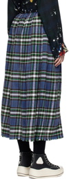 R13 Blue Kilt Midi Skirt