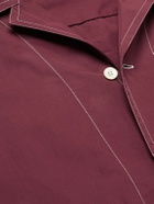 Sebline - Camp-Collar Cotton-Poplin Shirt - Red