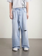 Balenciaga - Wide-Leg Distressed Jeans - Blue