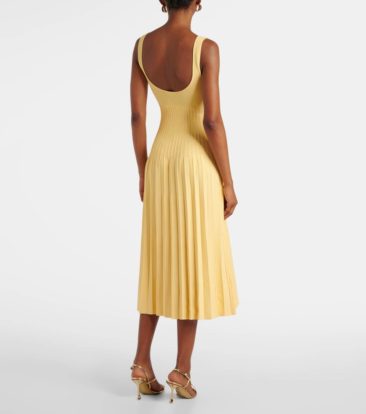 staud pleated dress Staud Ellison Pleated Midi-Dress