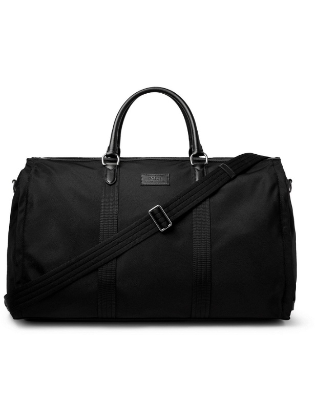 Photo: POLO RALPH LAUREN - Convertible Leather-Trimmed Nylon Holdall and Garment Bag - Black