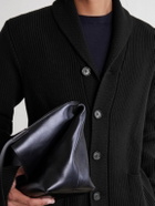 William Lockie - Duncan Shawl-Collar Ribbed Merino Wool and Cashmere-Blend Cardigan - Black