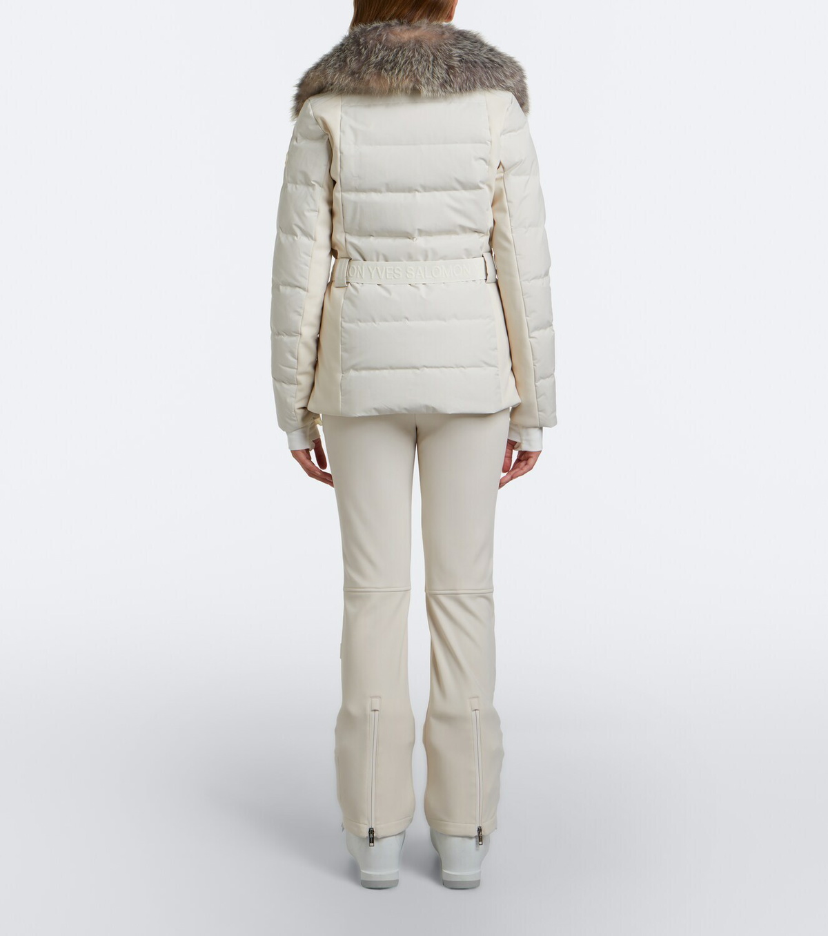 Yves Salomon Belted shearling-trimmed down ski jacket