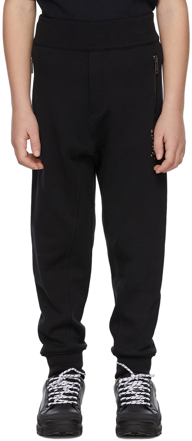 Burberry Kids Black Studded Monogram Jogging Lounge Pants