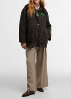 Barbour X Ganni Hooded Tartan wax Cotton Jacket Dark Green