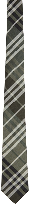 Photo: Burberry Khaki Silk Check Modern Cut Tie