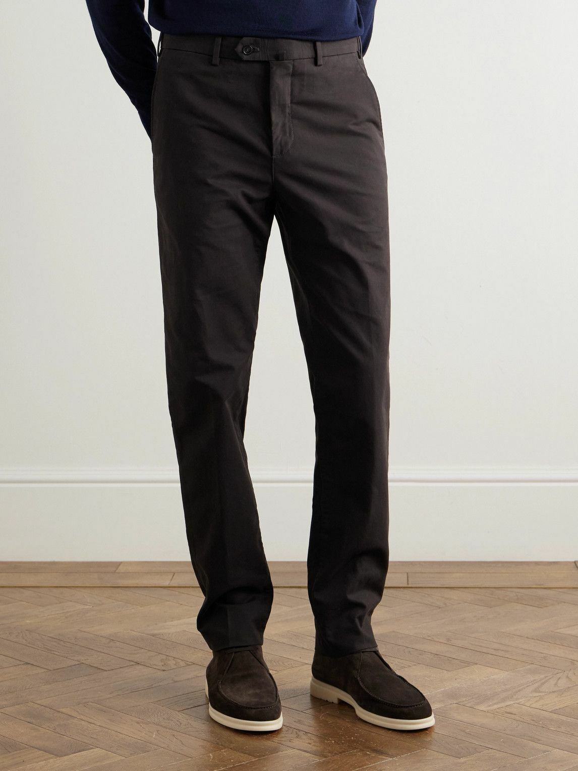 Loro Piana - Carlo Hyannis Tapered Cotton-Blend Trousers - Brown