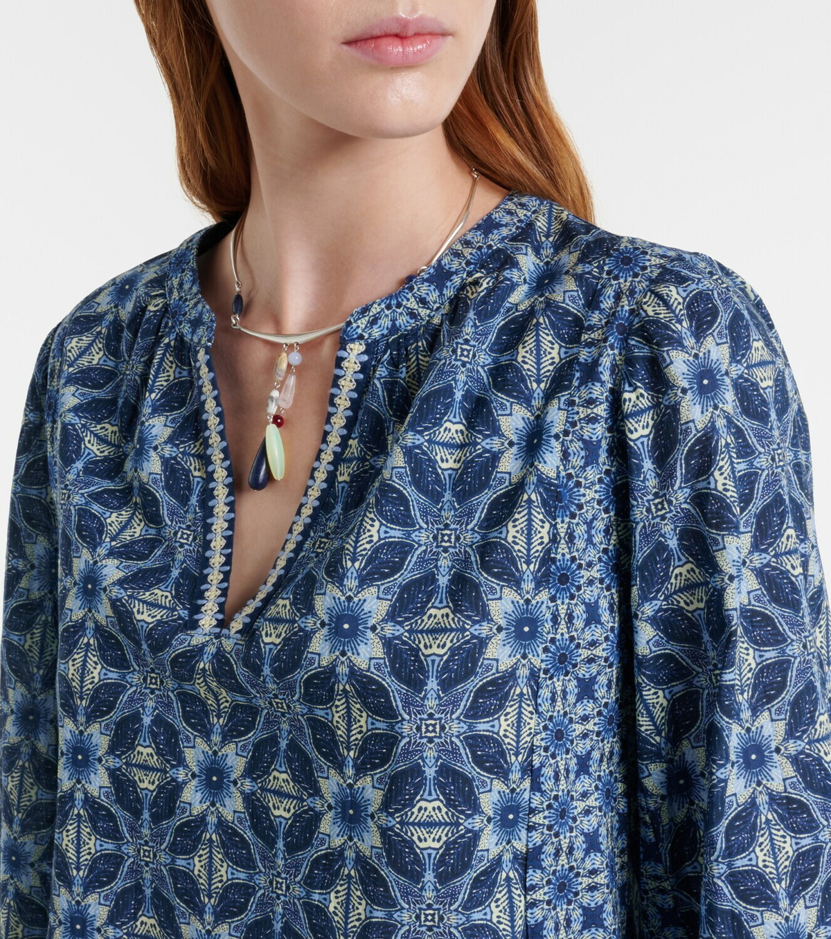 Velvet Claudie printed cotton blouse