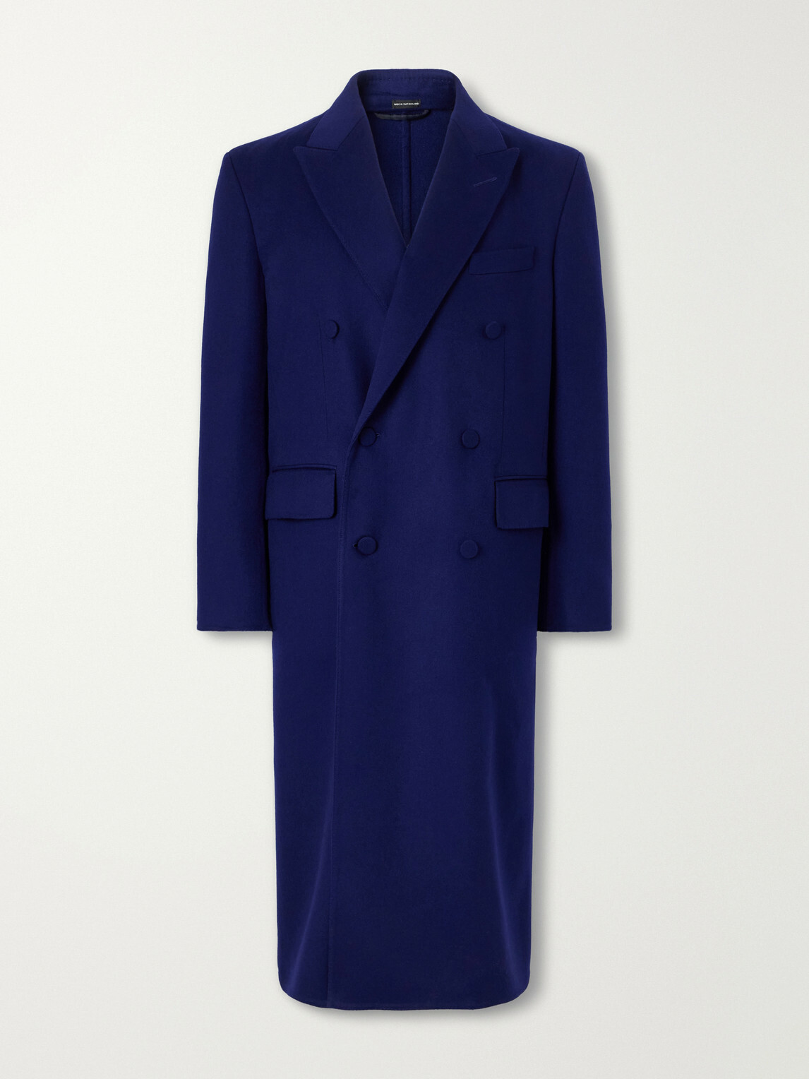 TOM FORD - Double-Breasted Brushed Wool and Cashmere-Blend Felt Coat - Blue