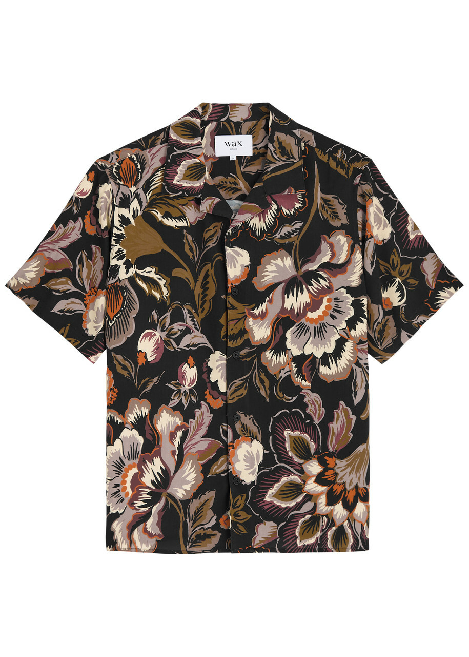 Wax London Didcot Floral-print Shirt Black