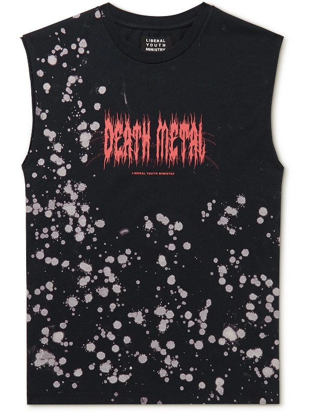 Photo: Liberal Youth Ministry - Bleached Printed Cotton-Jersey Tank Top - Black
