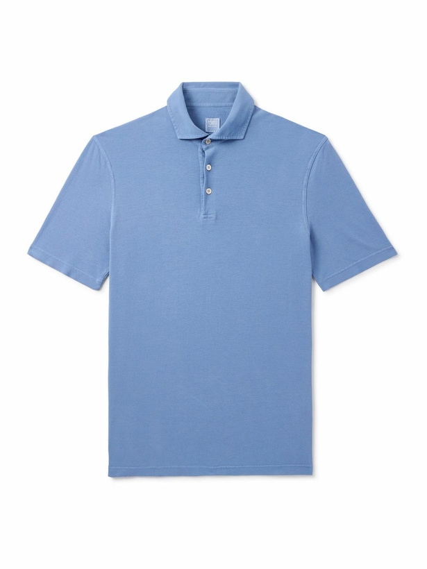 Photo: FEDELI - Slim-Fit Cotton-Piqué Polo Shirt - Blue