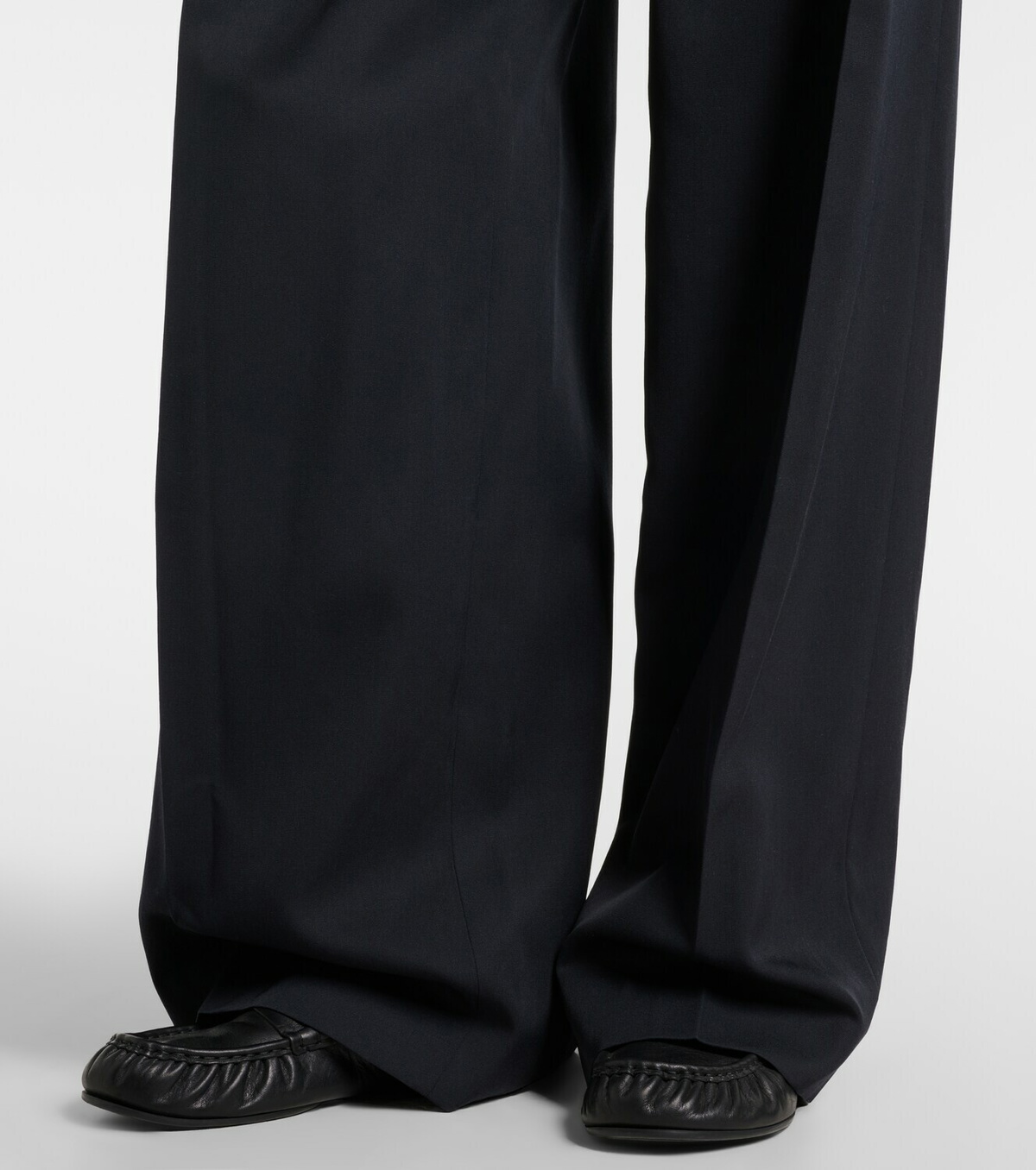 Jean Paul Gaultier Leather-trimmed wool wide-leg pants