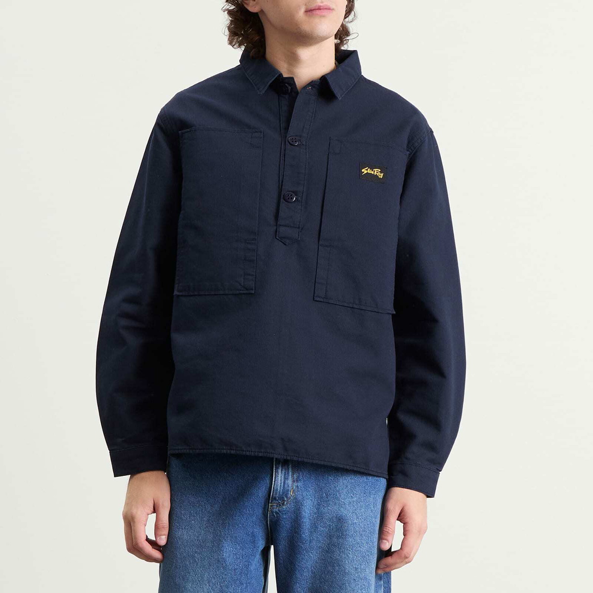 Stan Ray Men's Painters Pop Over Shirt in Navy Bedford