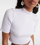 Courrèges Logo ribbed-knit crop top