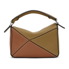 Loewe Khaki and Tan Mini Puzzle Bag
