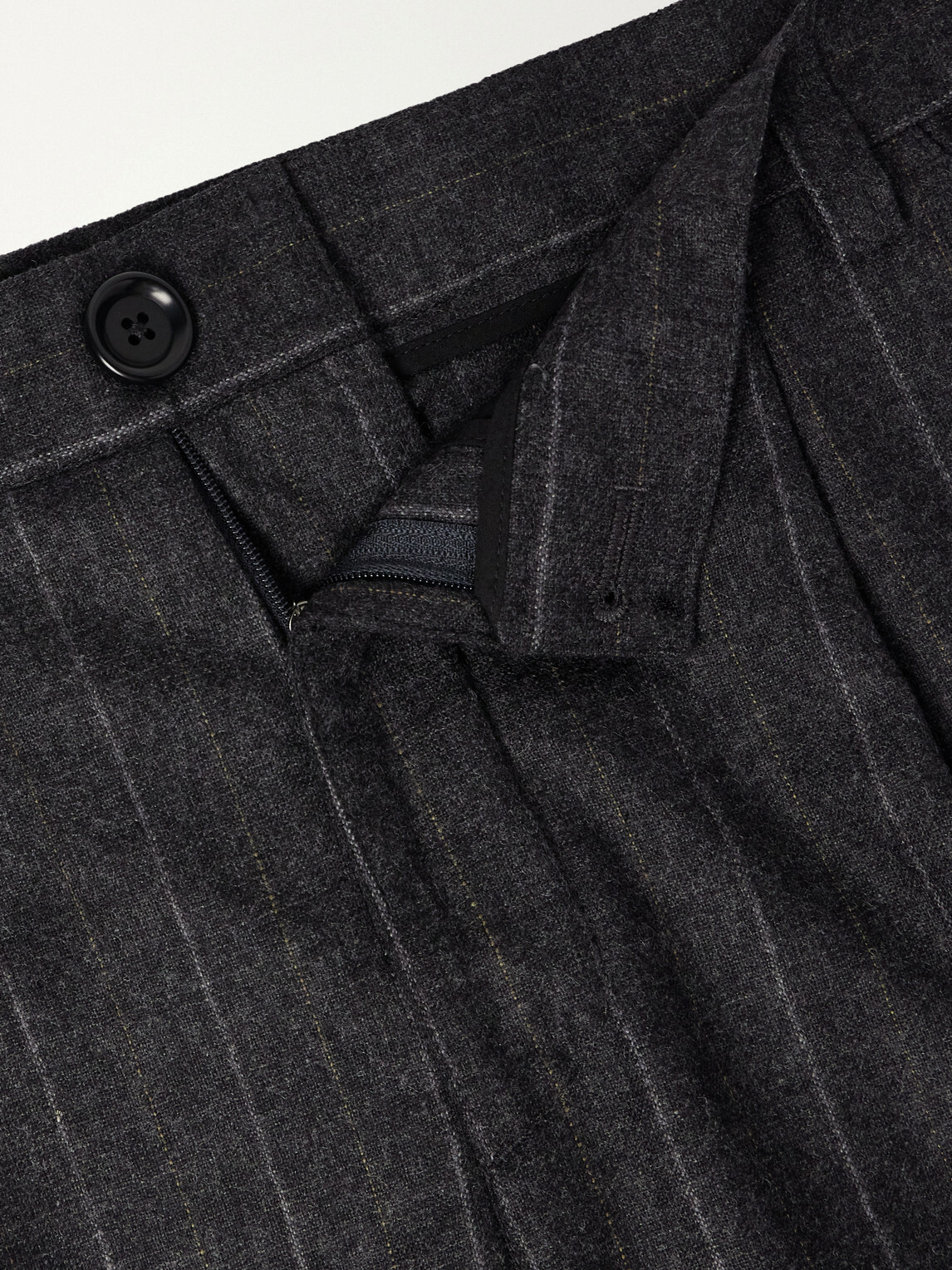 Oliver Spencer - Orsman Flared Pleated Striped Wool-Blend Suit Trousers - Gray