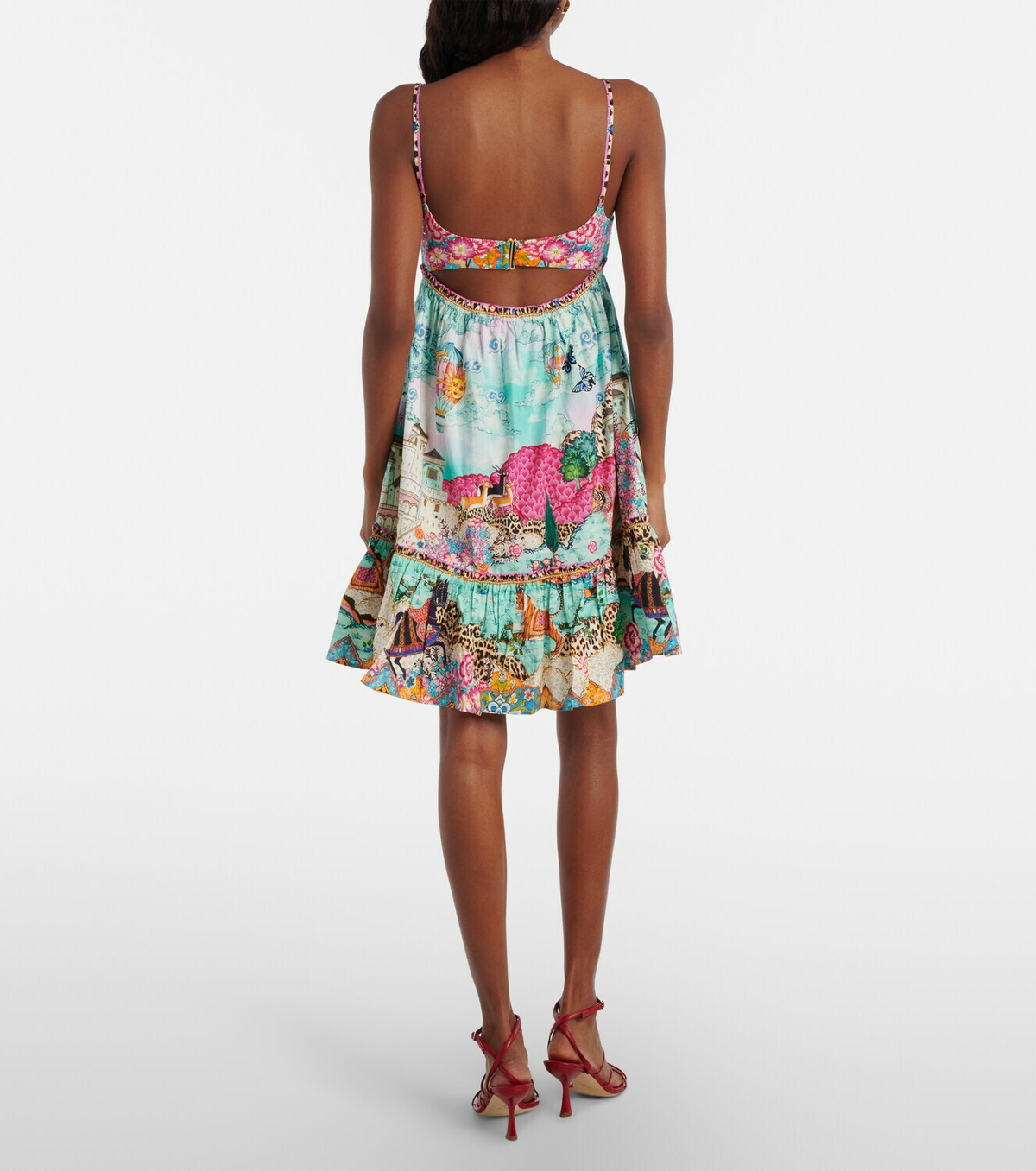 Camilla Gathered printed cotton minidress