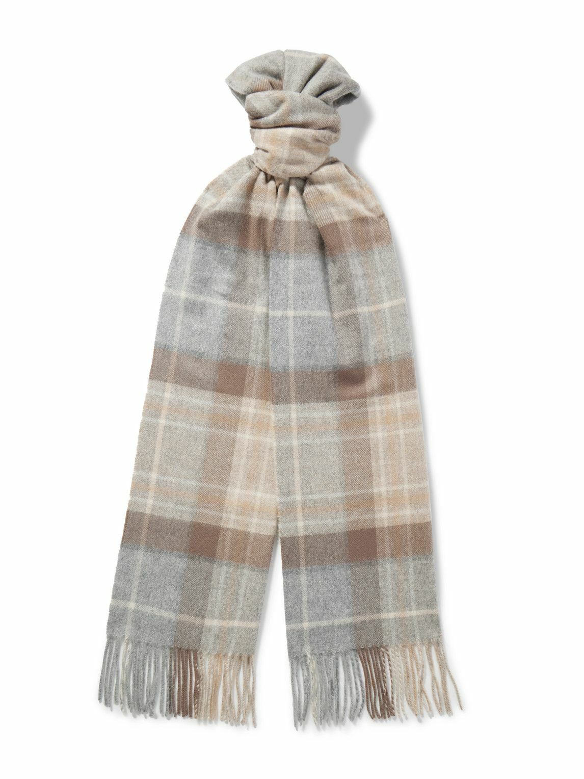 Johnstons of Elgin - Fringed Checked Cashmere Scarf