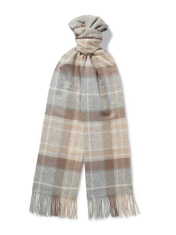 Photo: Johnstons of Elgin - Fringed Checked Cashmere Scarf