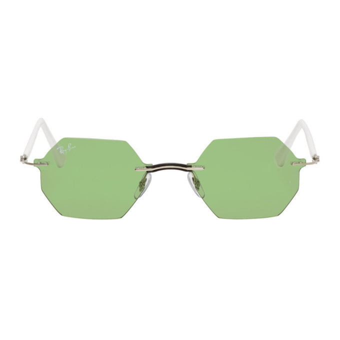 Photo: Ray-Ban Green and White Rimless Hexagon Sunglasses