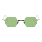 Ray-Ban Green and White Rimless Hexagon Sunglasses
