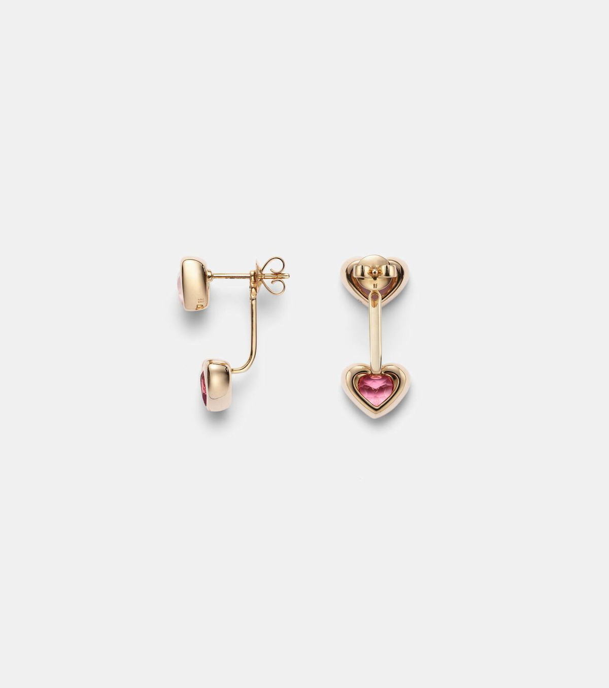 Roxanne First 14kt gold earrings with tourmaline and rose quartz