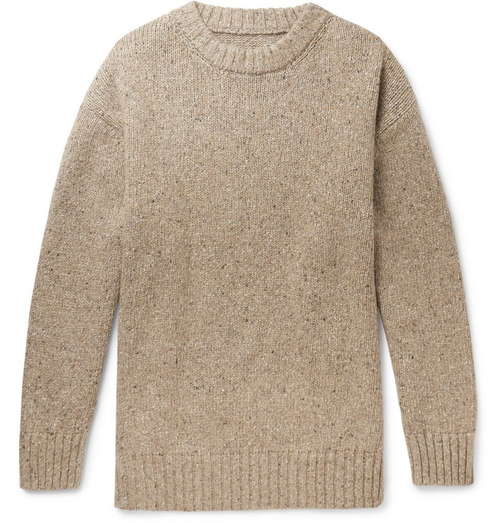 Photo: Maison Margiela - Oversized Donegal Wool-Blend Sweater - Brown