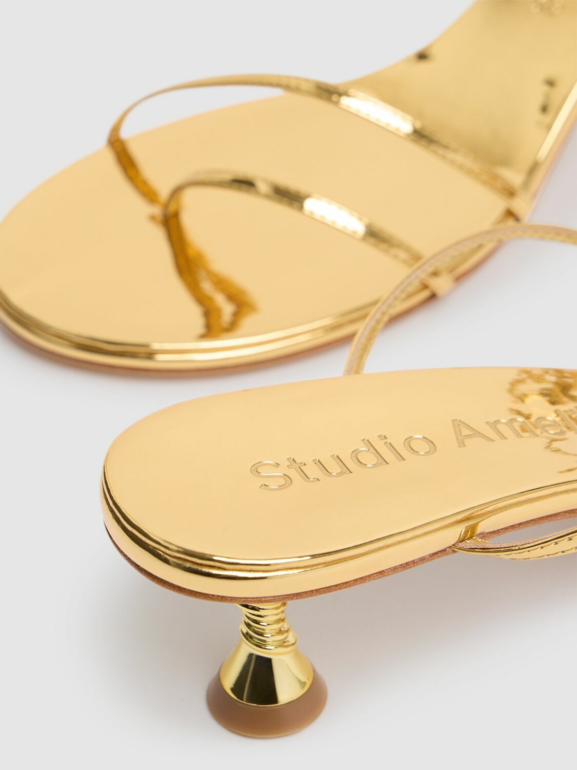 STUDIO AMELIA 50mm Helix Metallic Leather Sandals