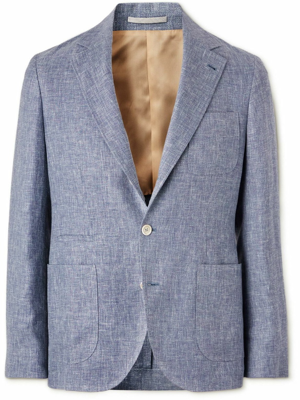 Photo: Brunello Cucinelli - Slim-Fit Linen, Wool and Silk-Blend Blazer - Blue