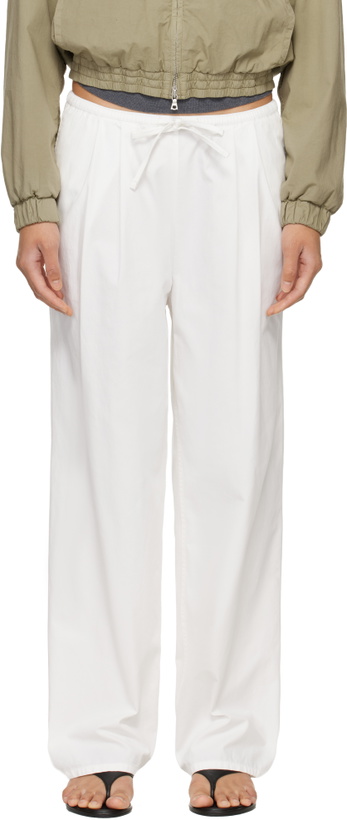 Photo: Nothing Written White Lazy Cotton Drawstring Lounge Pants