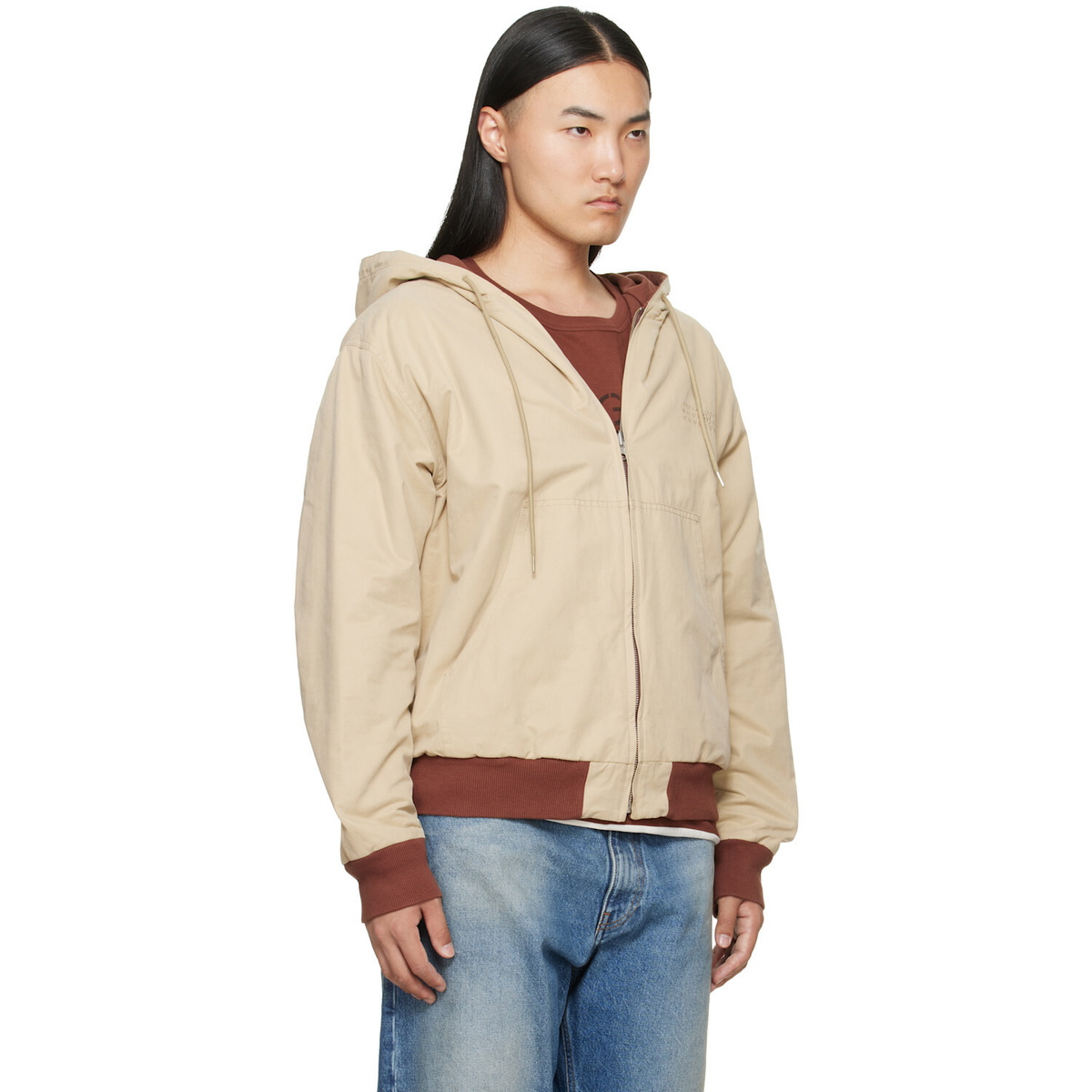 MM6 Maison Margiela Beige Hooded Reversible Jacket
