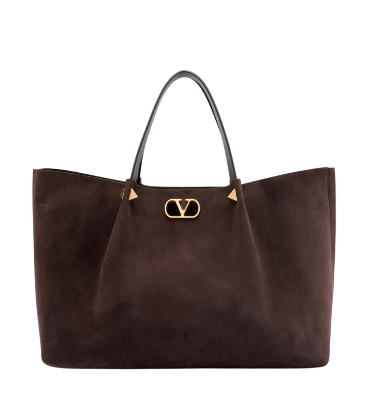 Photo: Valentino Garavani VLogo Signature Large suede tote bag