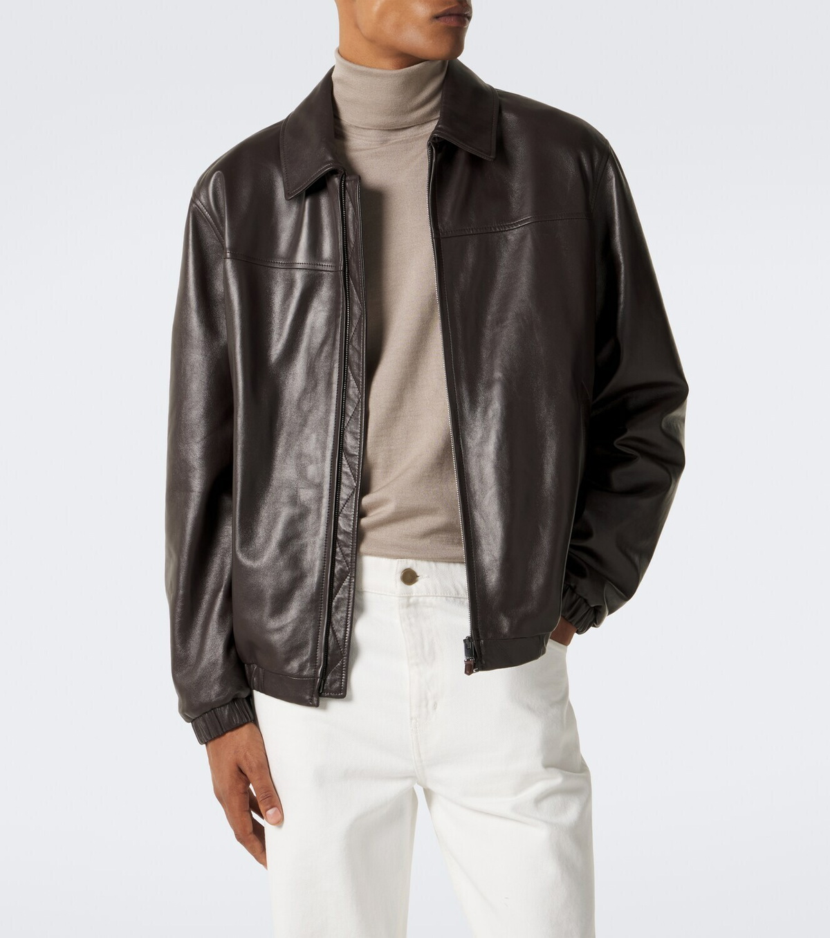 Canali Leather blouson jacket