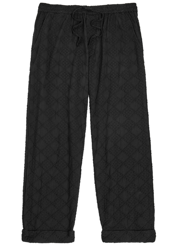 Photo: Smr Days Malibu Embroidered Cotton Cropped Trousers Black