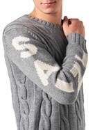 MC2 Saint Barth Man Grey Heavyweight Cable Knit Sweater Bergen
