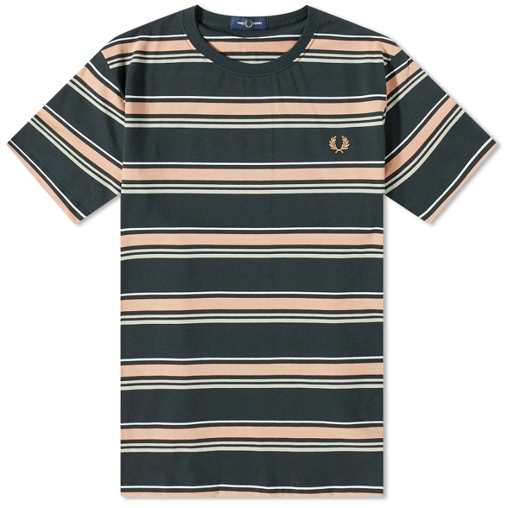 Photo: Fred Perry Men's Stripe T-Shirt in Night Green