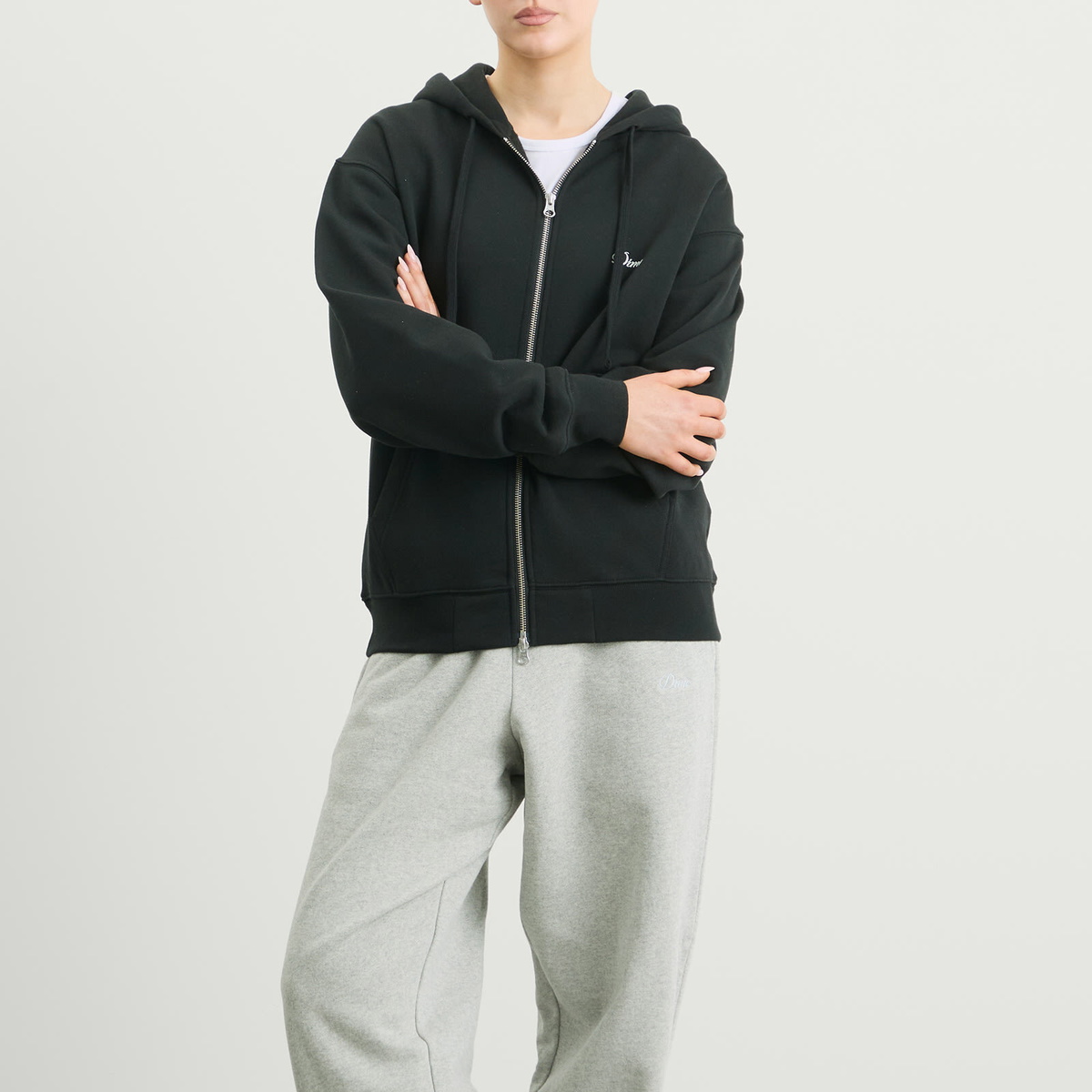 Dime Women's Cursive Zip Hoodie in Black
