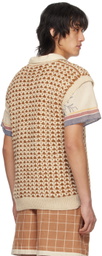 HARAGO Orange & Off-White Jacquard Vest