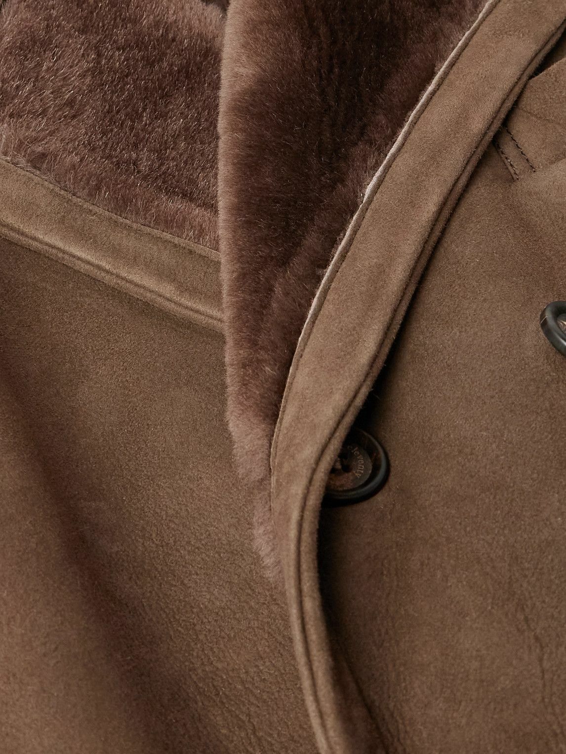 Eleventy - Double-Breasted Shearling Overcoat - Brown