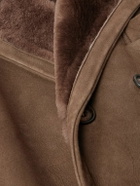 Eleventy - Double-Breasted Shearling Overcoat - Brown