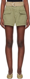 SEA NY Green & Beige Carolina Shorts