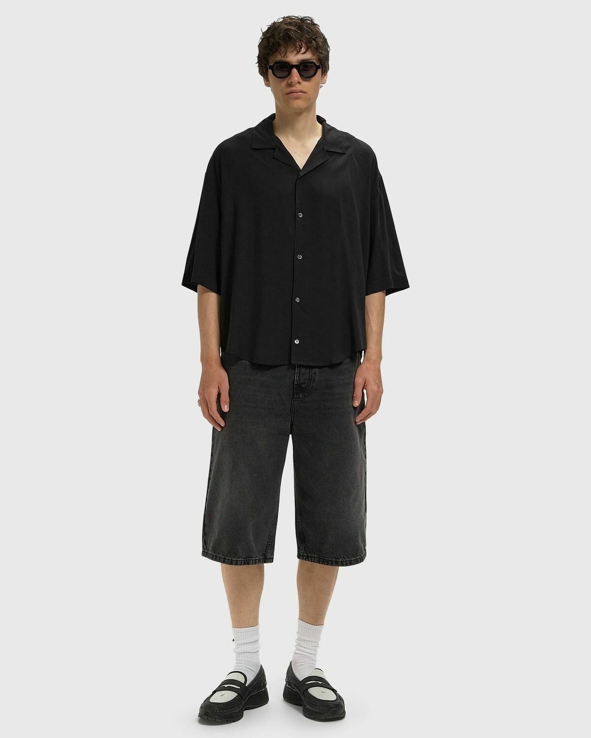 SHORT SLEEVE BOXY SHIRT WITH CAMP COLLAR AND EMBROIDERED Ami Pari