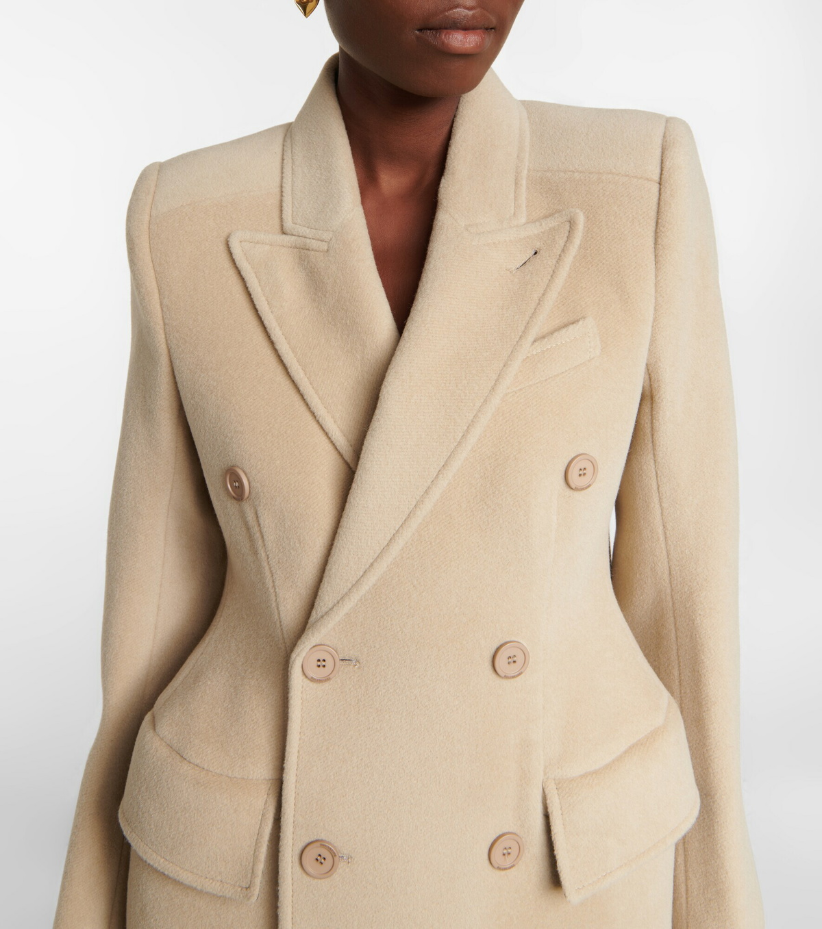 BALENCIAGA　ピーコート　ベージュ Balenciaga - Hourglass wool and alpaca wool coat Balenciaga