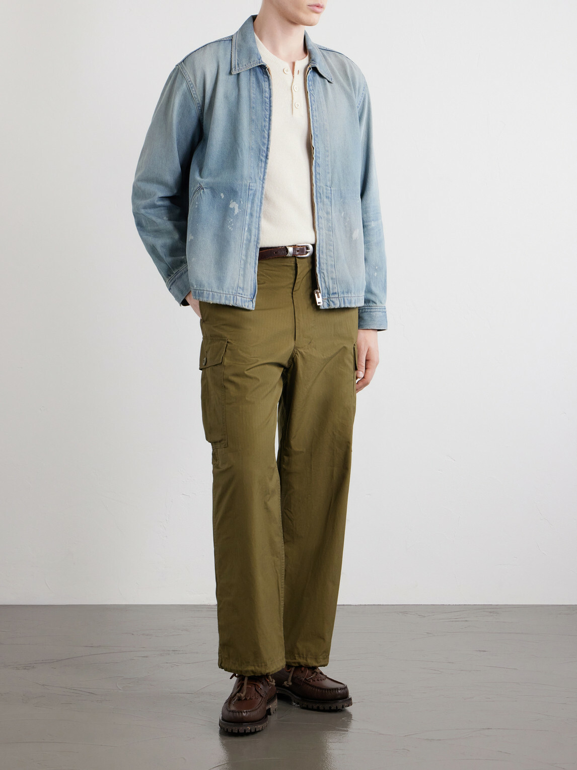 FULLCOUNT - Distressed Denim Zip-Up Jacket - Blue