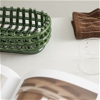 ferm LIVING Ceramic Basket - Oval in Emerald Green 