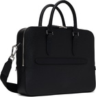 BOSS Black Structured Leather Logo Lettering Briefcase