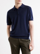 John Smedley - Macloud Knitted Merino Wool Polo Shirt - Blue