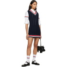 Thom Browne Navy Cricket RWB Stripe Baby Ladder Cable Minidress